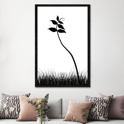 Minimalist Black & White Plant 1 Piece Wall Art on Canvas