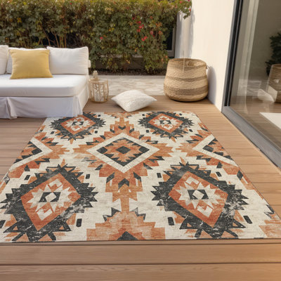 Tapis terre cuite lavable à la machine intérieur / extérieur Xhevrie
