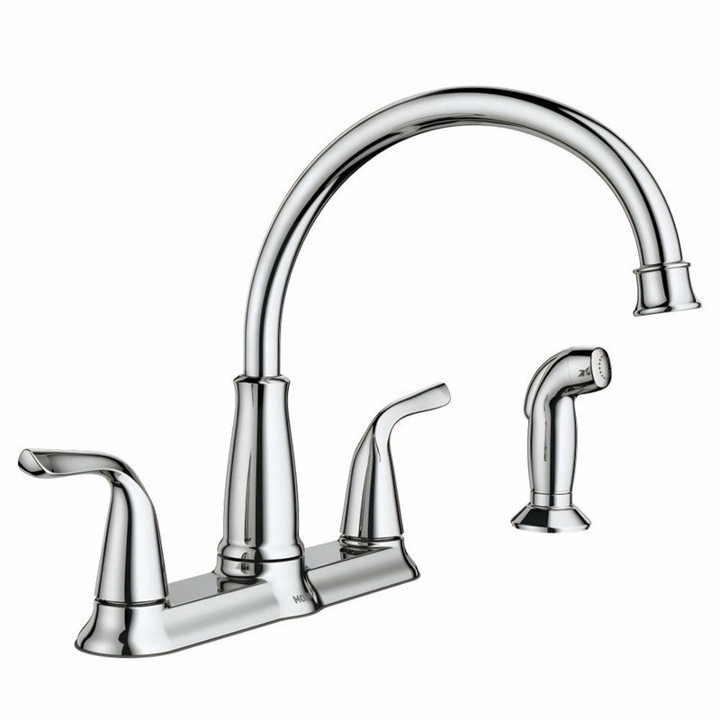 Robinet de cuisine standard à deux poignées avec douchette latérale en chrome MOEN Brecklyn