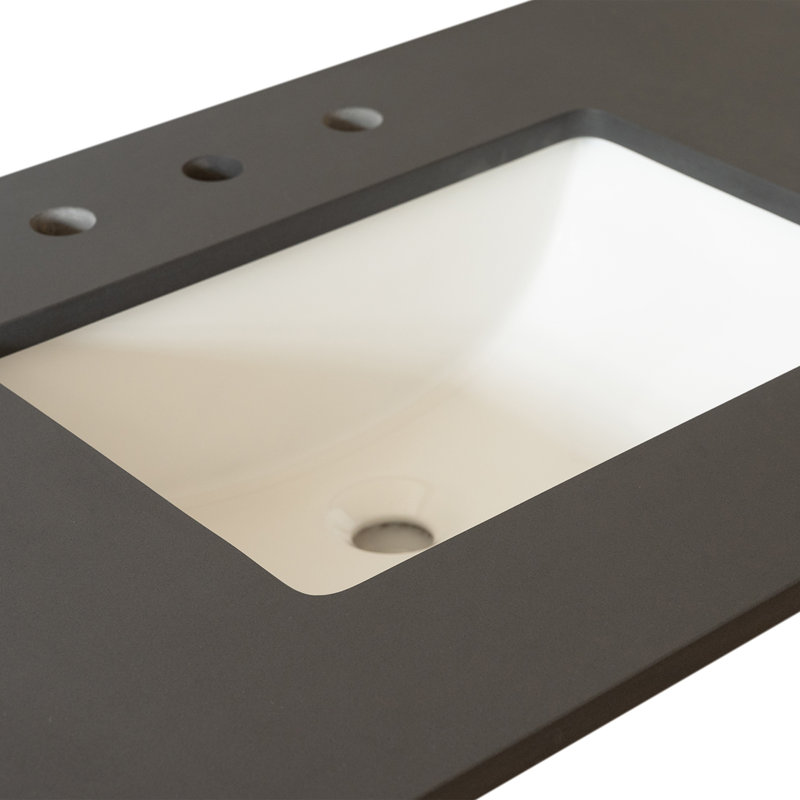 37" Gray Quartz top with rectangle sink-Right
