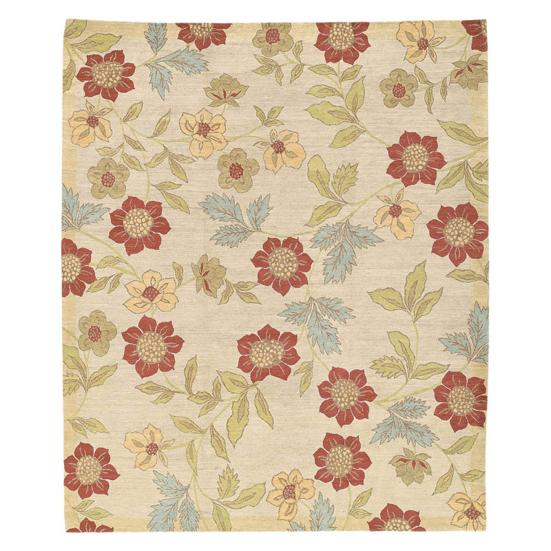 Chelsea Wool Floral Area Rug in Beige/Green, Rectangle 12' x 16'