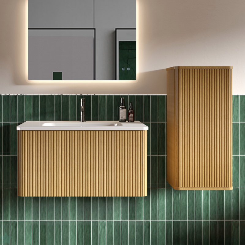 Armoire de salle de bain flottante latérale, armoire de rangement murale pour petits espaces, pré-assemblée