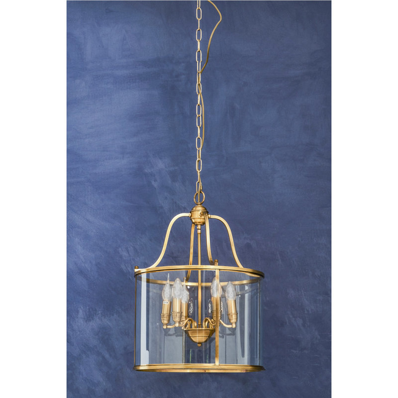 Dereham 6 - Light Brass Drum Pendant