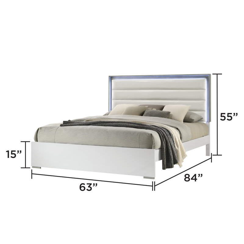 Grand Kyrstyn 4 pièces, Grand lit, 4 Pcs: Bed, Dresser, Nightstand, Mirror