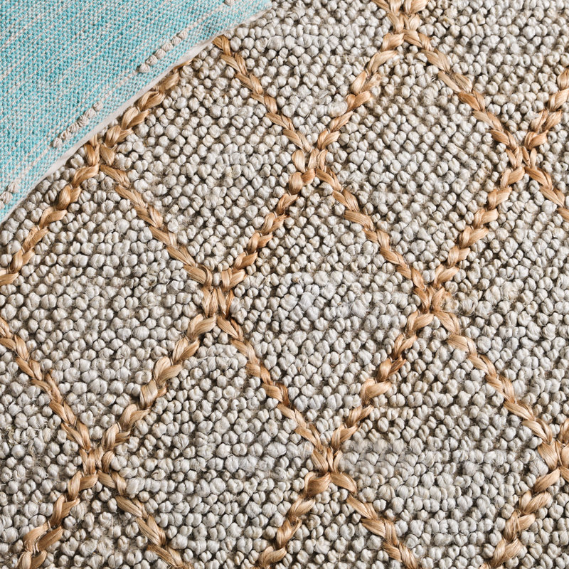 Khorie Natural Fiber Flat Weave Jute/Cotton/Wool Geometric Rug in Brown/Gray, Rectangle 4' x 6'