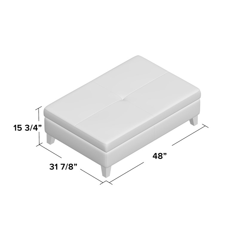 Faux Leather Ottoman, Black Faux Leather
