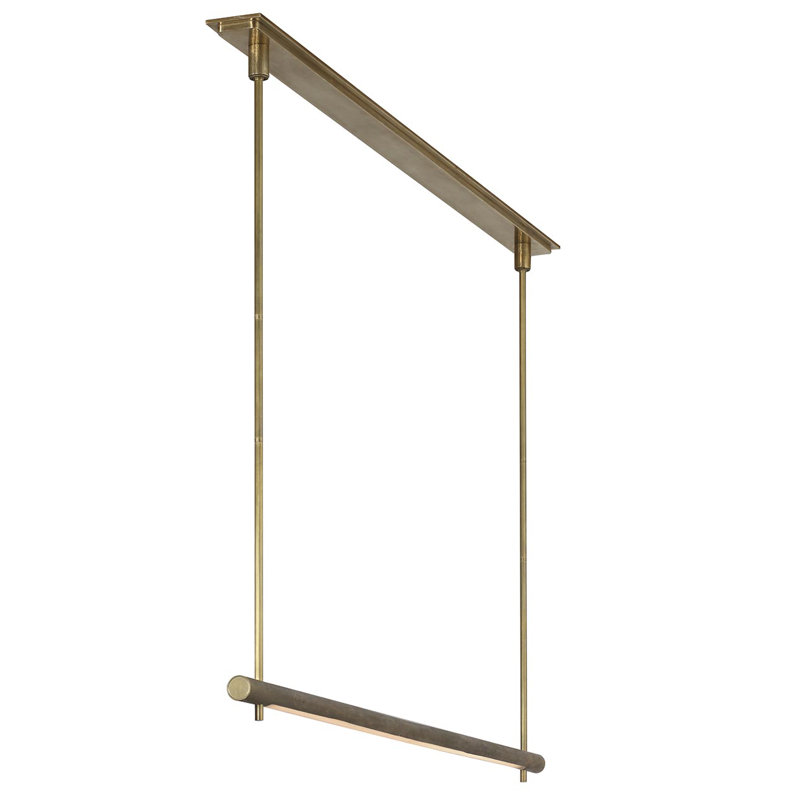 Anne-Marie Barton Stahl 60" Linear Chandelier with Nova Frost Lens, Museum Brass