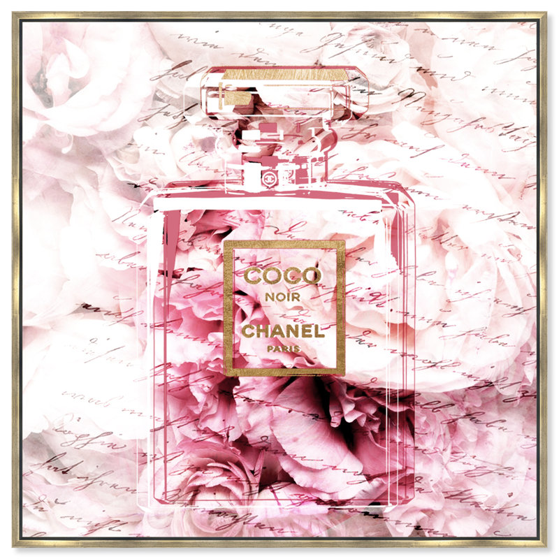 Parfum romantique français - Impression sur toile, 16" H x 16" W, Toile avec cadre doré