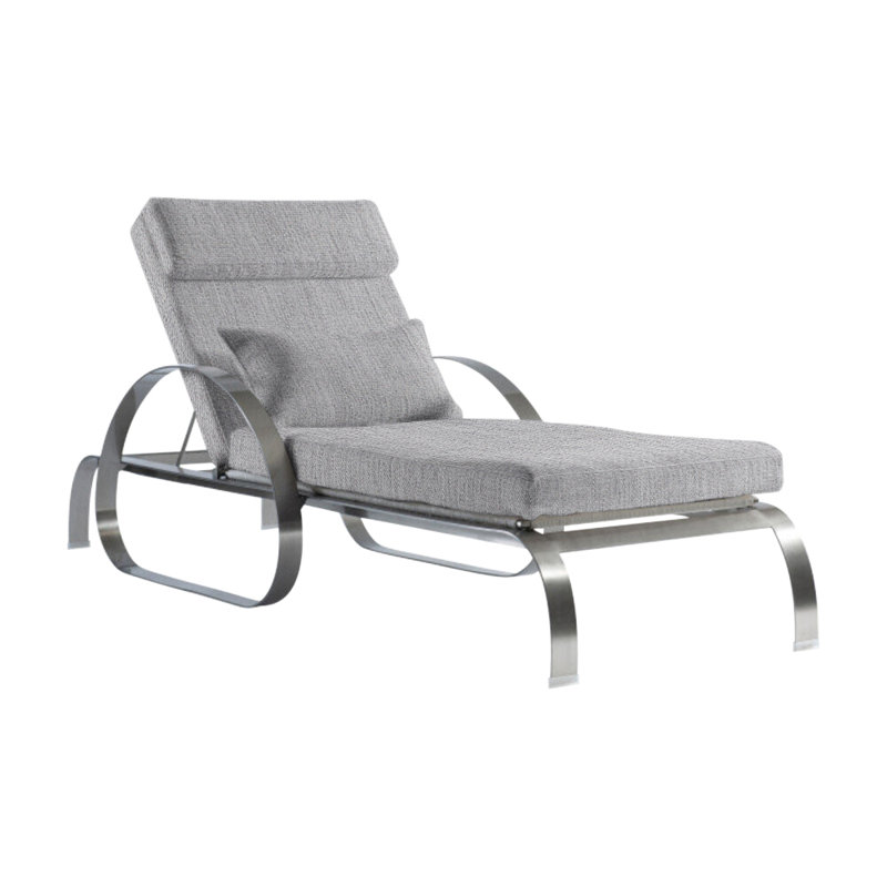 Malibu 87.5" Long Single Chaise with Cushions, Canvas Granite Sunbrella® Canvas