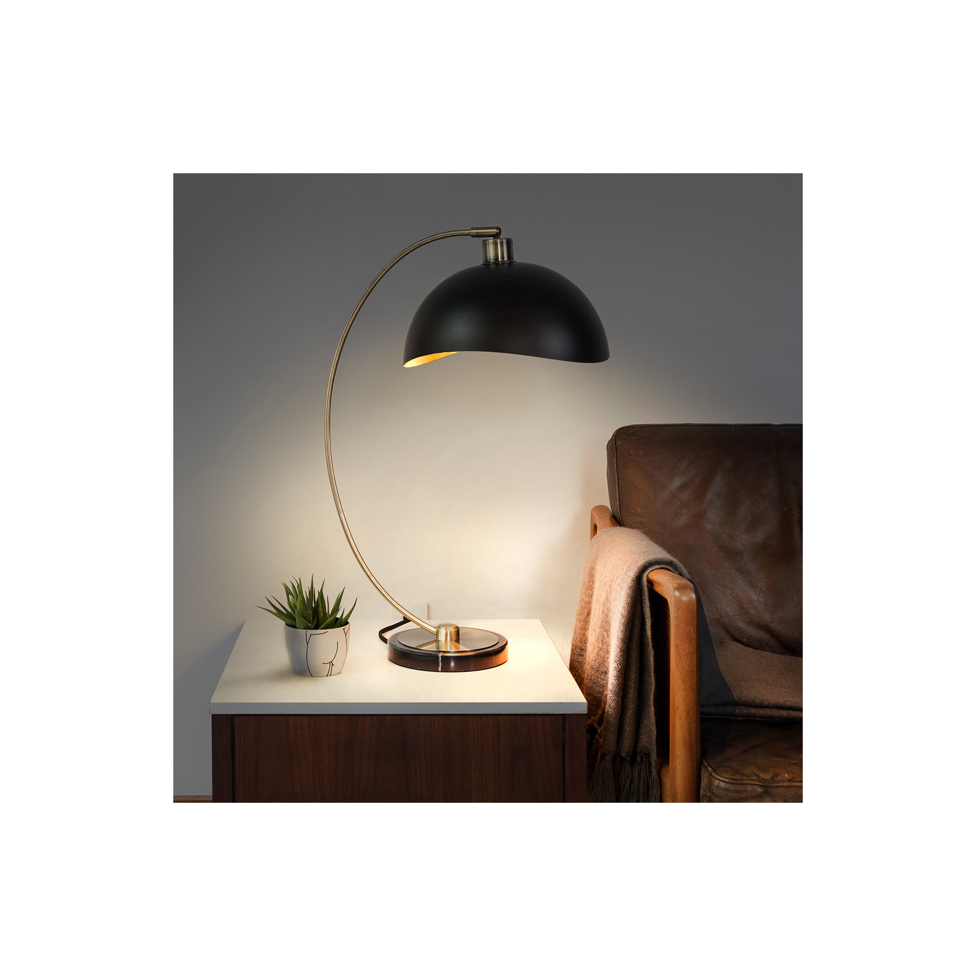 Luna Bella Bella 24" Dimmable Table Lamp, Weathered Brass, Black