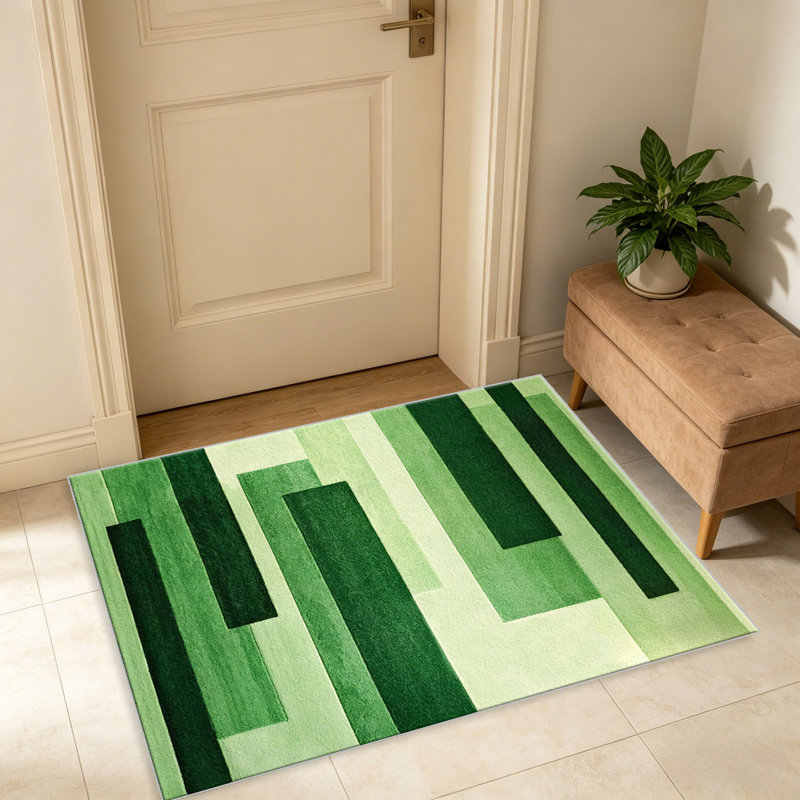 Green Block carpet-easy to clean, machine-washable, soft and comfortable; suitable for door mats, kitchens, living rooms, bedrooms, corridors, and laundry areas. Easy to clean, durable carpet for home decoration.