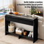 Console cannelée moderne avec tiroir, table d'entrée étroite de 117 cm (46 po) avec plateau en faux marbre, étagère de rangement et design mince pour salon ou couloir.