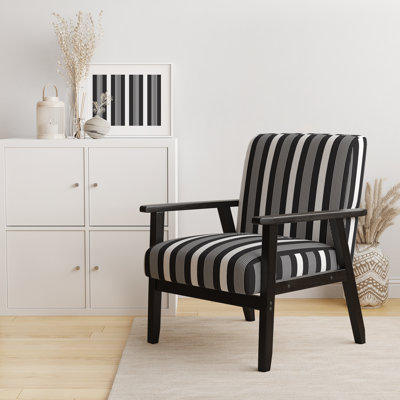 Black And White Striped Pattern - Upholstered Patterned Accent Arm Chair