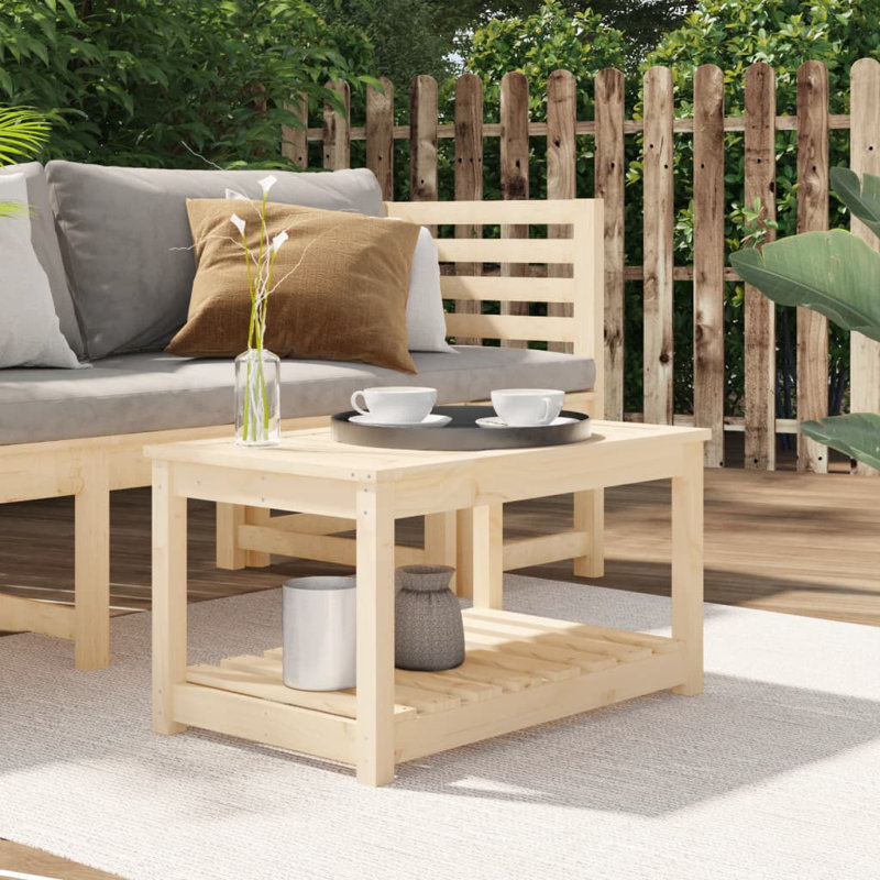 Singita Rectangular Pine Solid Wood Outdoor Coffee Table, 45cm H x 50.5cm W x 82.5cm D, Natural