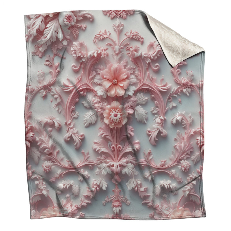 Couvertures baroques florales roses, L 50 po x H 60 po