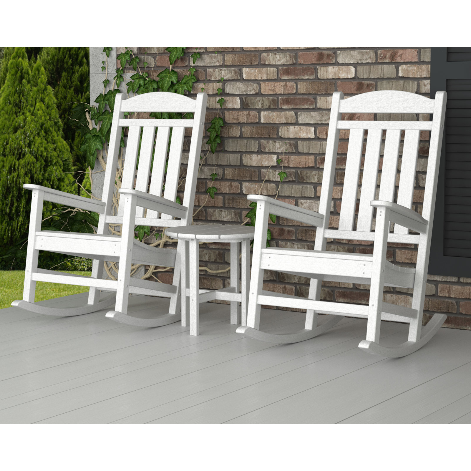 POLYWOOD® Rocker 2-Person Patio Seating Group, White