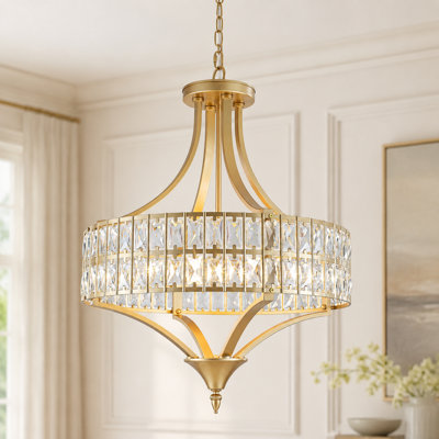 5-Light Gold Drum K9 Crystal Chandelier