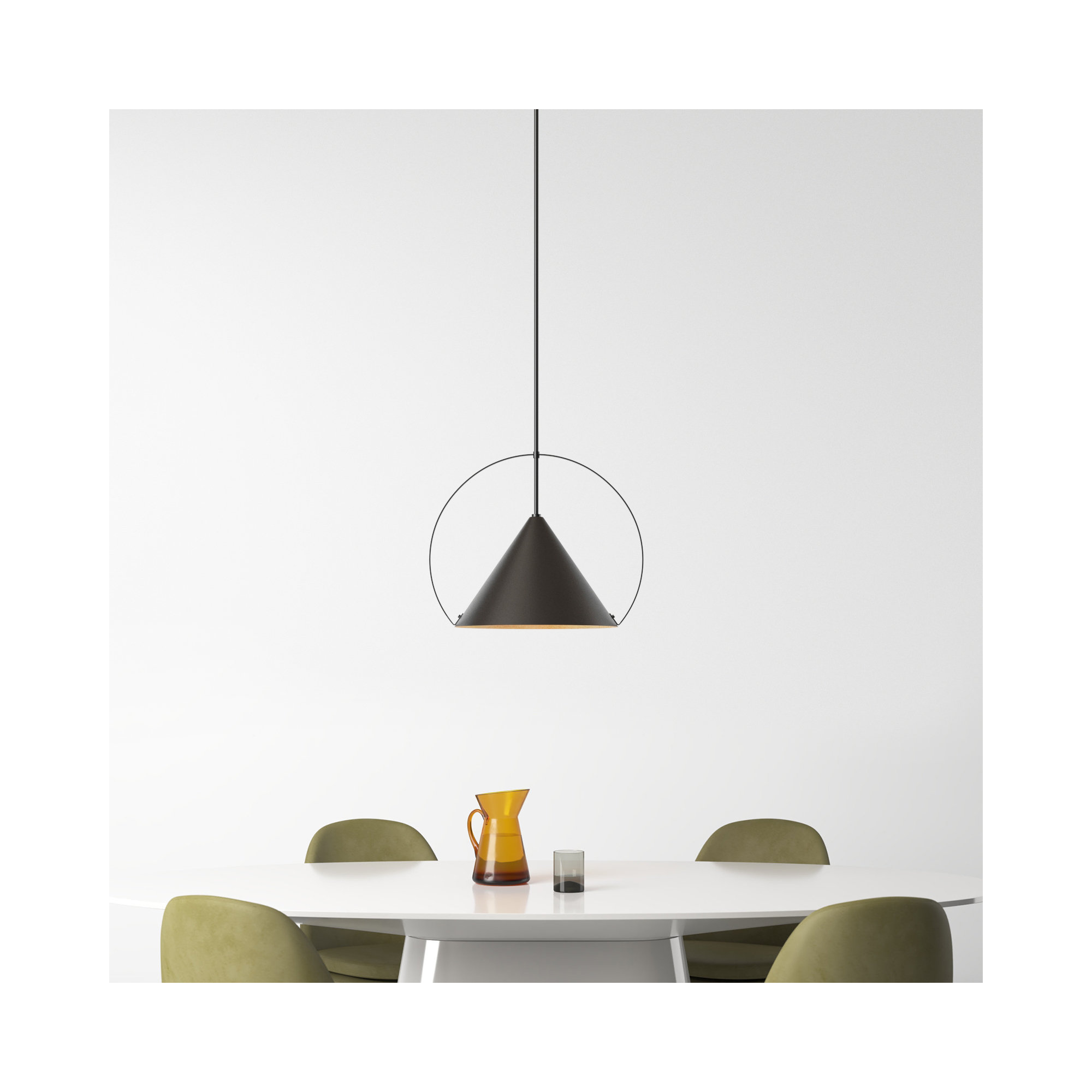 Nicholaus Single Light Metal Dimmable Pendant, 15.25" H x 18" W x 18" D, Black / Gold