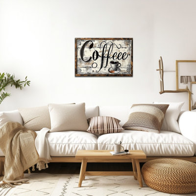 Grand café sur toile, art mural de cuisine rétro, affiche de tasse de ferme rustique, œuvre d'art pour la salle à manger, décoration murale prête à être suspendue, impressions sur toile encadrées, 28 po x 40 po