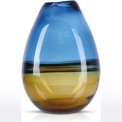 Large Glass Blue Brown Water Drop Vase