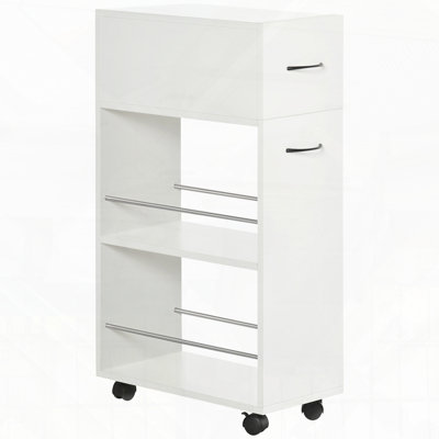 3-Tier Slim Storage Cart Rolling Narrow Cart with Wheels for Small Space Use