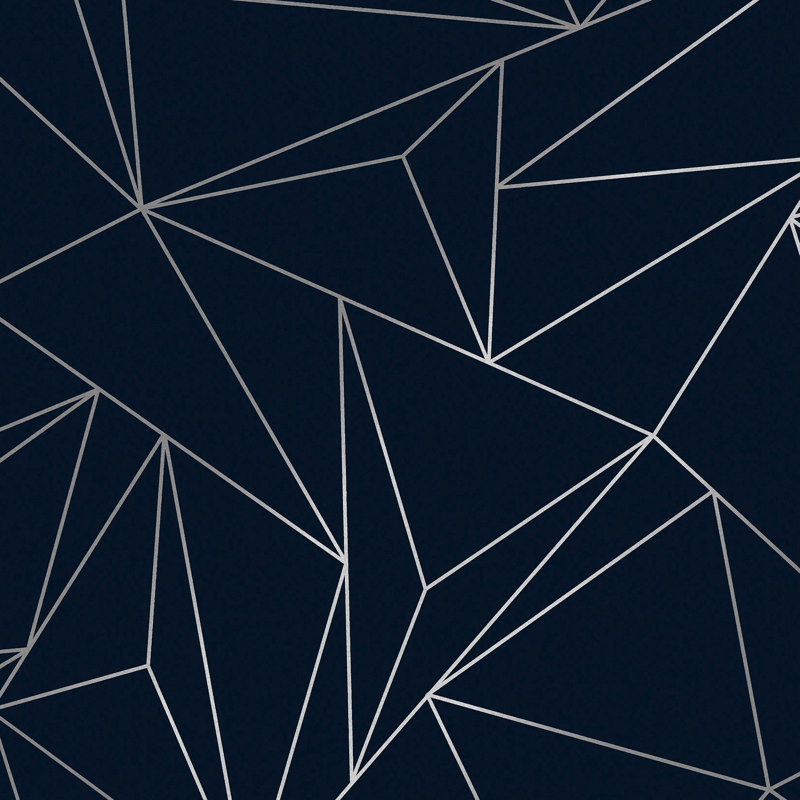 Geometric Metallic Wallpaper Double Roll, Navy Blue