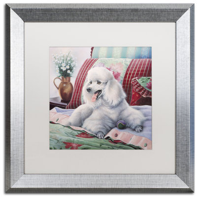 Caiti 'White Poodle' Framed Graphic Art Print on Canvas