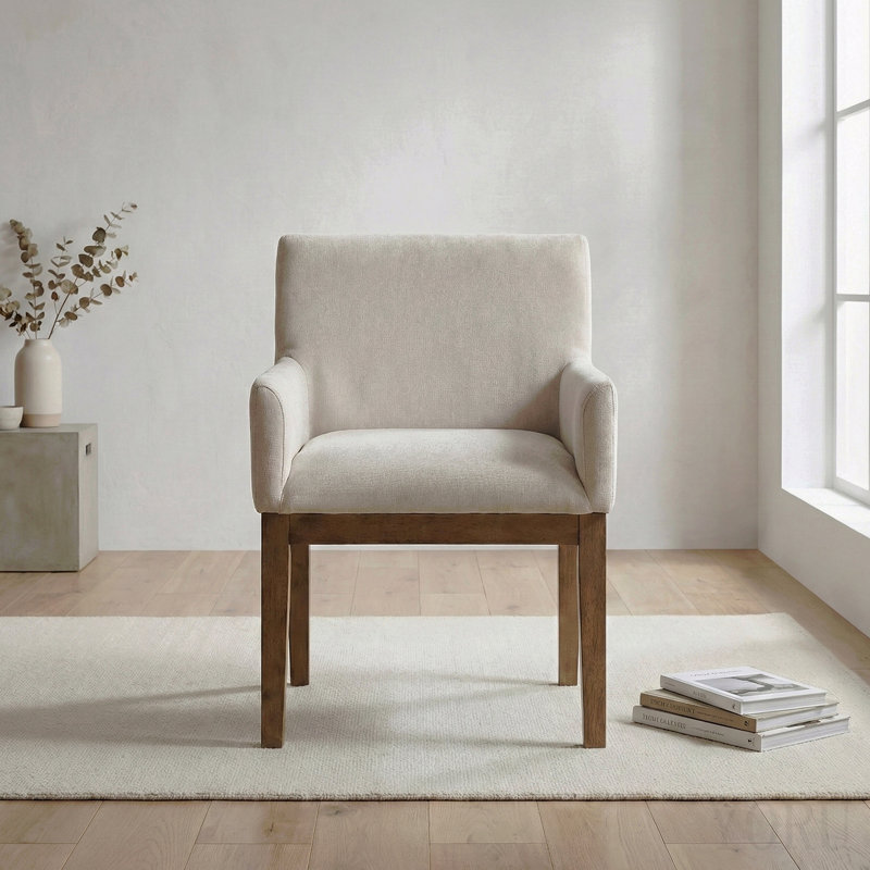 Ensemble de 2 fauteuils de salle à manger de style campagne moderne rembourrés gris et brun