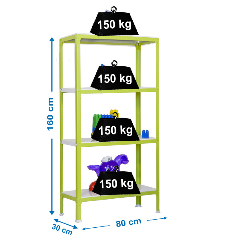 Van Reipen 80cm W Steel Height -Adjustable Shelving Unit, Green, 160cm H x 80cm W x 30cm D