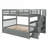 Platform Bed Full-Over-Full Bunk Sleeper with Storage Stairs and Twin Trundle, Solid Wood Soft Gray for Bedroom and Dorm-1427581699-1427581698