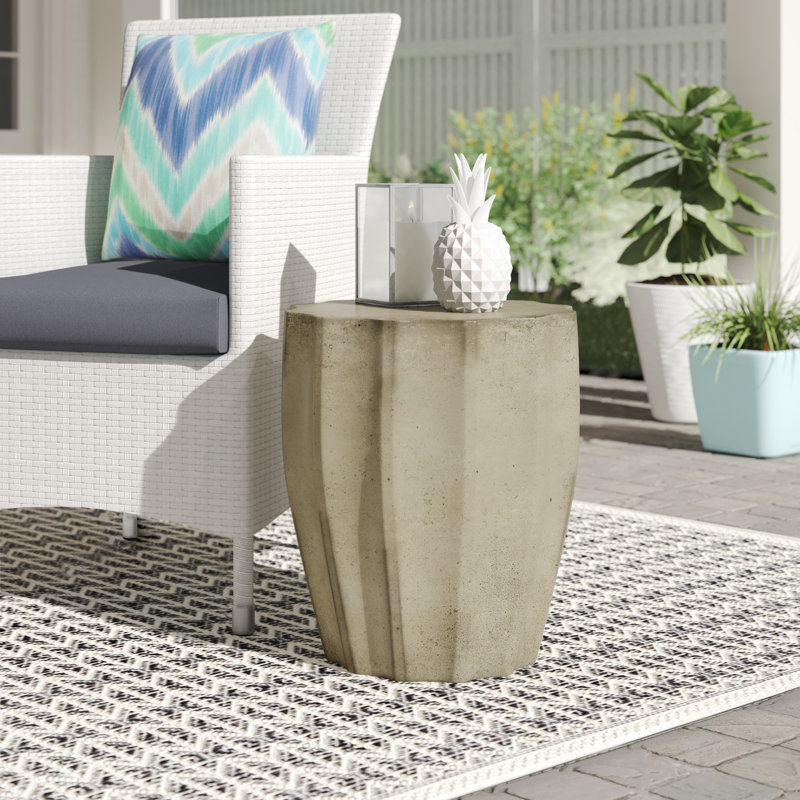 Outdoor Spiro Stone Side Table, Dark Grey