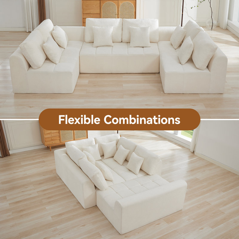 Canapé modulaire surdimensionné en forme de U de 137,9 po, canapé de nuage modulaire compressé avec mousse à mémoire de forme, aucun assemblage requis