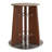 47" White Round Sintered Stone Dining Table, Mid-Century Modern Gloss Kitchen Table with Walnut Base