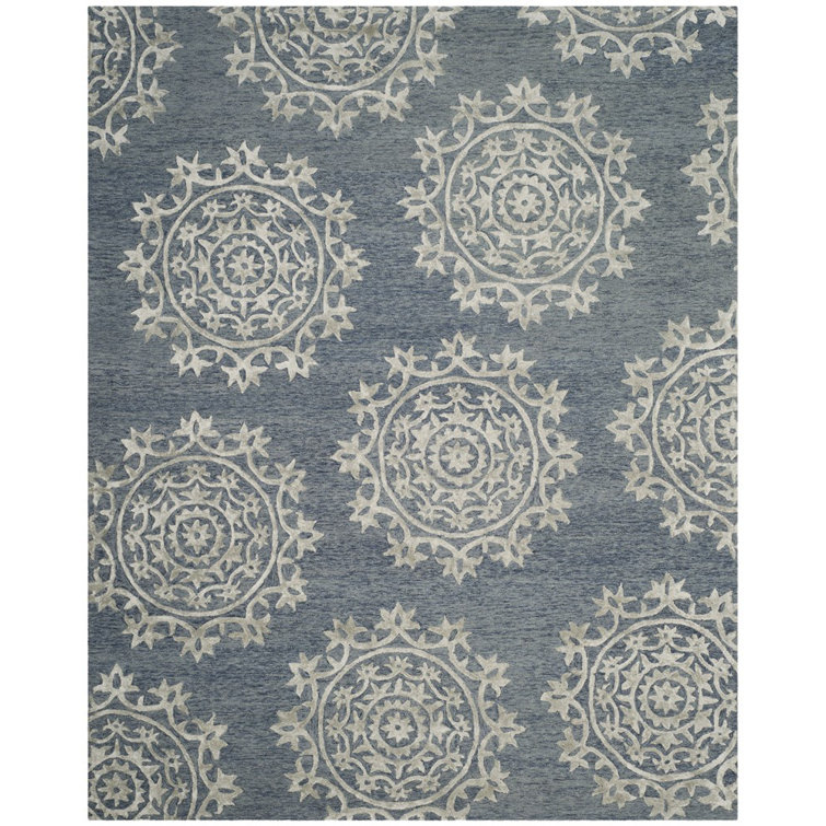 Rudra Hand Tufted Wool, Viscose Damask Rug