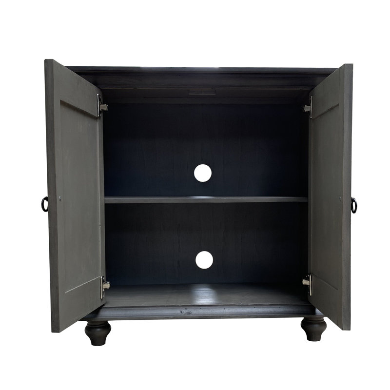 Armoire 2 portes Alicai Shutter, Gris délavé vieilli