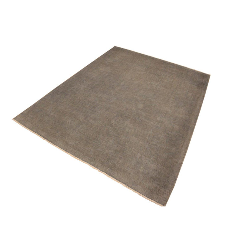Tapis gris uni en laine noué à la main de couleur unie 9 pi 1 po x 11 pi 9 po Ewalt