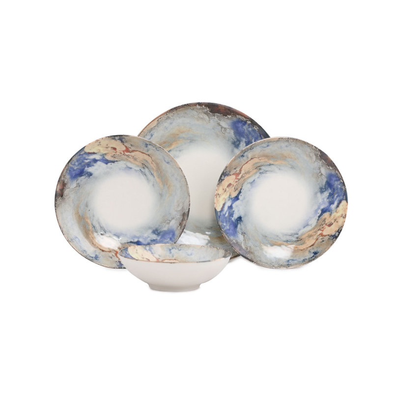 Stutes Piece Porcelain China Dinnerware Set - Service for 6