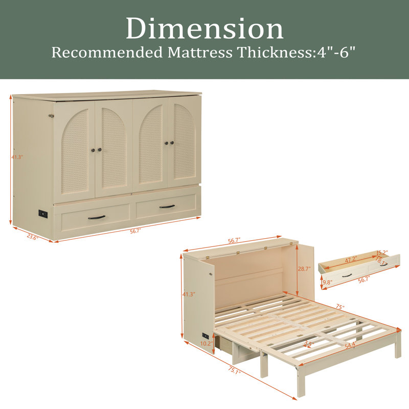 Full Size Murphy Bed With Large Drawers