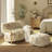 Enchante 24.5" New Zealand Sheepskin Rectangular Accent Ottoman, Taupe Beige Genuine Fur