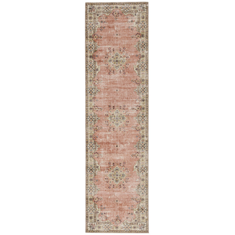 Tapis rose et ivoire Delacroy, Tapis de couloir 2 pi x 8 pi