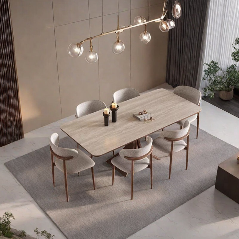 Ensemble de table de salle à manger unique en pierre frittée, H 29,53 po x L 55,12 po x l 31,5 po