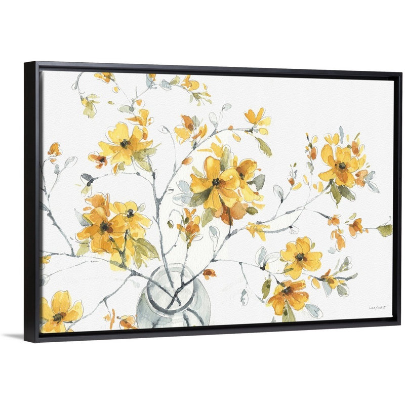 «Happy Yellow 01» par Lisa Audit - reproduction d'art, Toile avec cadre noir, H 26 po x l 38 po x P 1,75 po