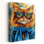 Hipster Cat 16 Contemporary Cat Wall Art Print 1 Piece Wrapped Canvas Wall Art-62033402