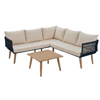 Woven Rope 5 - Person Garden Sofa Set With Cushions