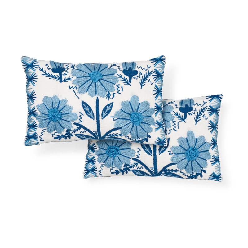 Marguerite Embroidery Pillow, Sky