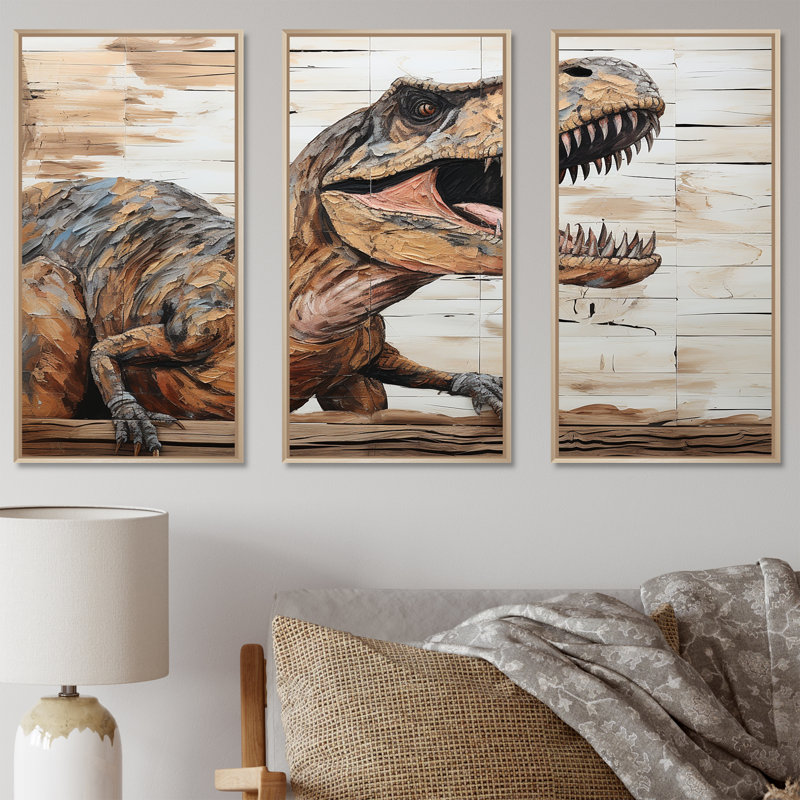 «Dinosaur Canyon I», art mural brun, H 28 po x l 36 po, Cadre flottant brun