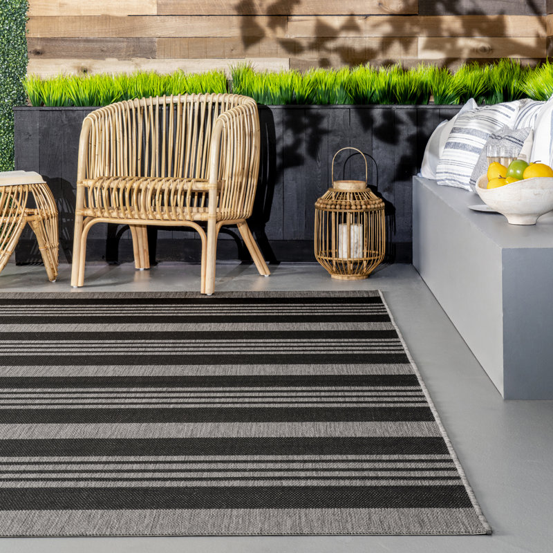Tapis rayé intérieur / extérieur Hawkes, Rectangle 4 pi x 6 pi