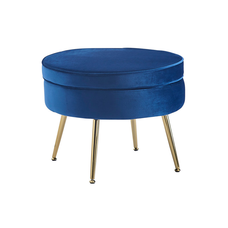 Bucknell 52cm Wide Velvet Round Footstool Ottoman