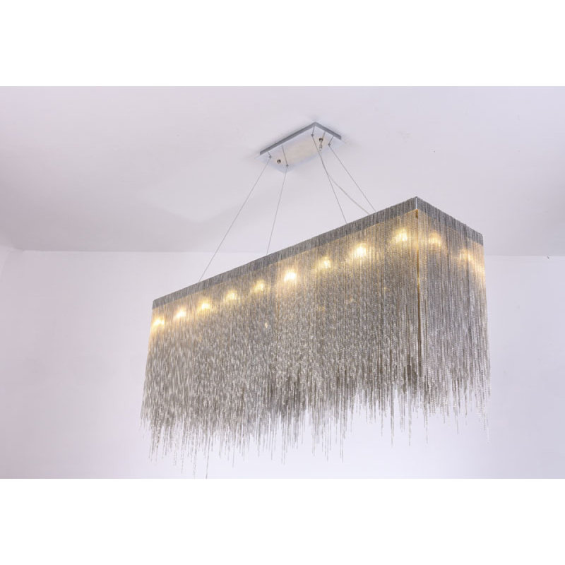 Lustre Alan Mizrahi FONTAINE RECT, Chrome, Nickel brossé, 14 po de longueur x 10 po de largeur x 20 po de ha