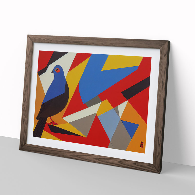 Abstract Pigeon Bird Vol.6 - Framed Print, 25cm H x 34cm W x 2cm D, Walnut